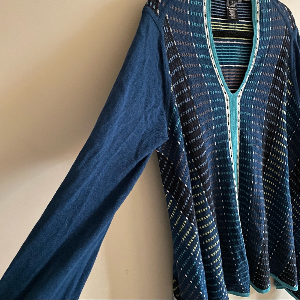 Nic+Zoe V Neck Striped Knit Pullover Baggy Loose Fit Sweater Size Medium - Picture 5 of 6